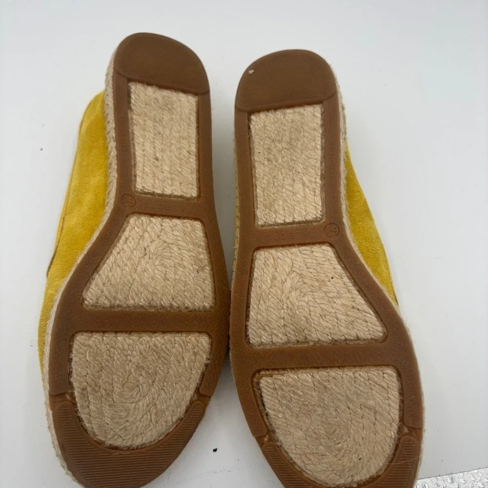 Talbots Espadrille Loafers Women Sz 6.5M Yellow Suede Tassel Slip On Flat